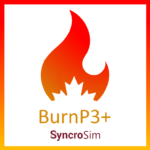 The logo for the Burn P3+ Syncrosim package. A flame with a maple leaf etched in above the text BurnP3+